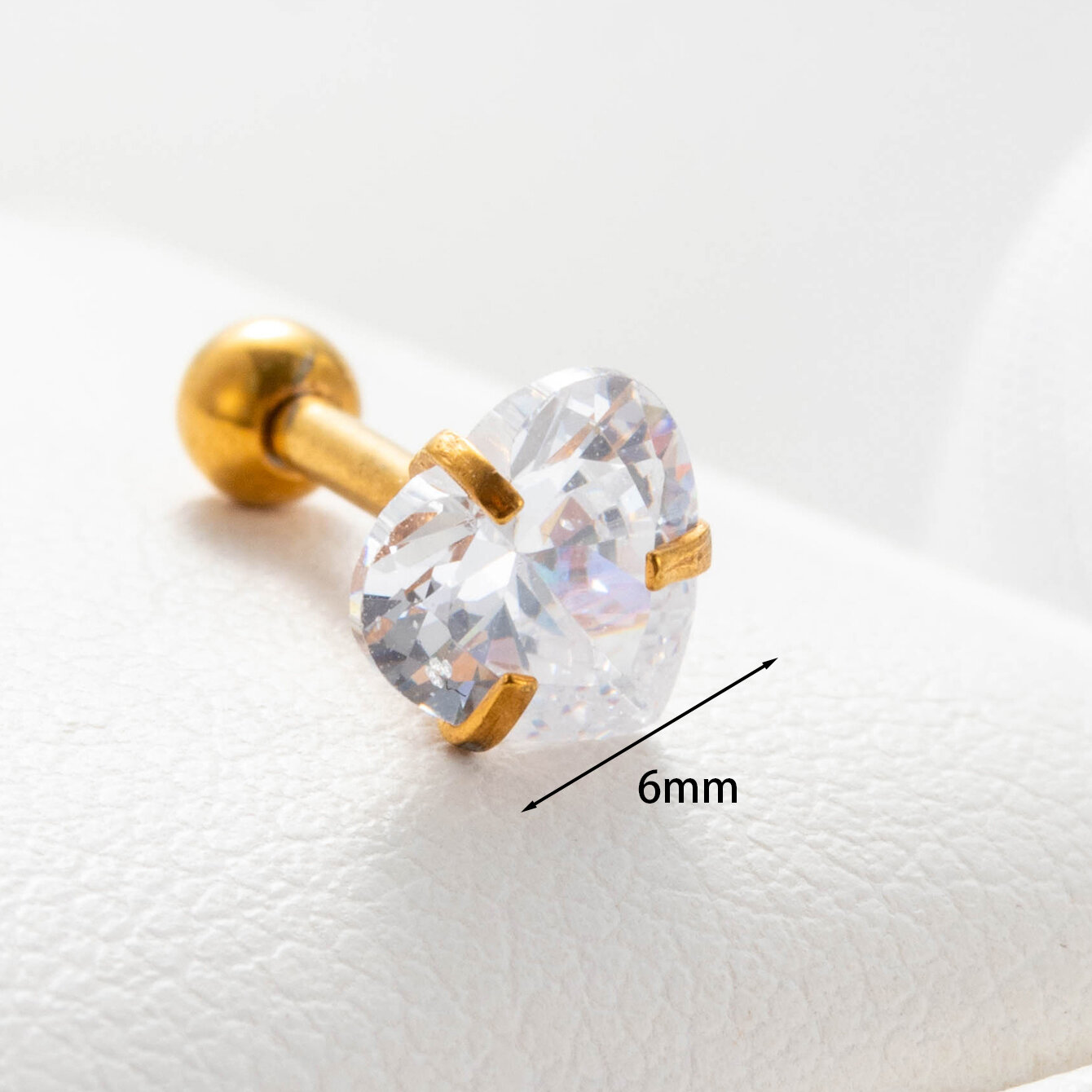 1 pezzo semplice serie semplice cuore acciaio titanio senza placcatura materiale zircone orecchini da donna piercing h5 Immagine5