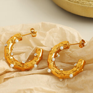 1 pair luxurious series retro geometric stainless steel gold plated rhinestone women Stud Earrings h5 Picture5