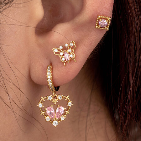 1 Piece Simple Series Classic Heart Copper No Plating Material Zircon Women Piercing Earrings