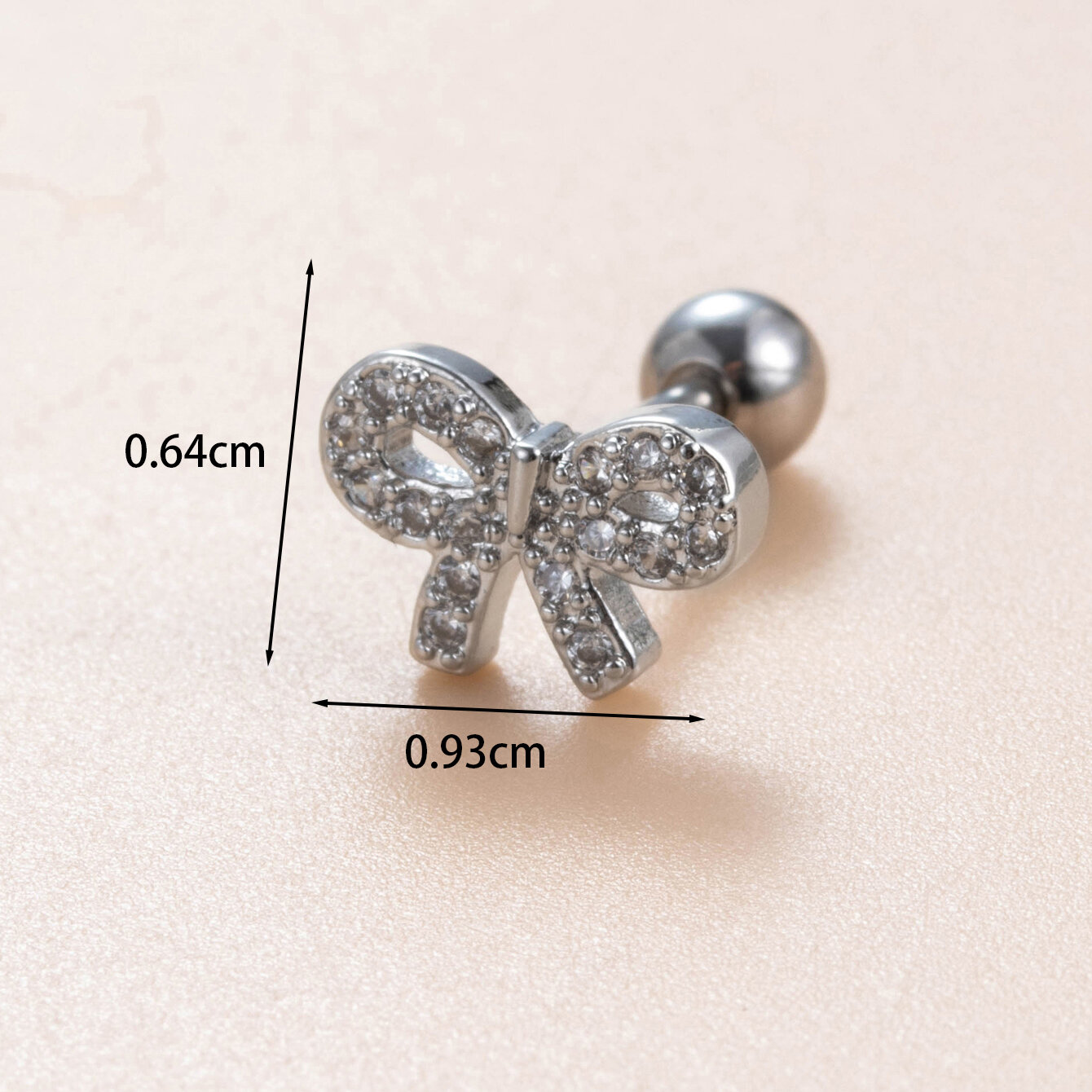 Boucles d'oreilles piercing femme Simple Series Simple Bow Knot en cuivre sans placage et zircon h5 Image6