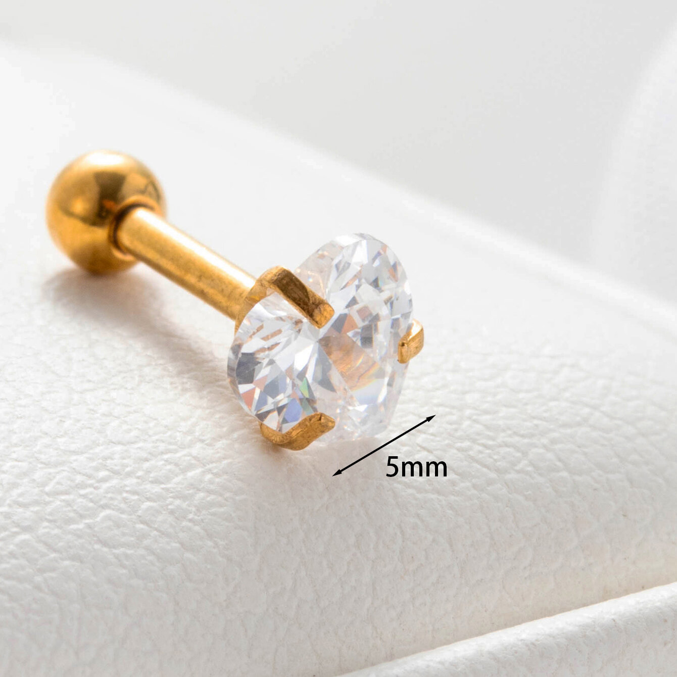 1 pezzo semplice serie semplice cuore acciaio titanio senza placcatura materiale zircone orecchini da donna piercing h5 Immagine4