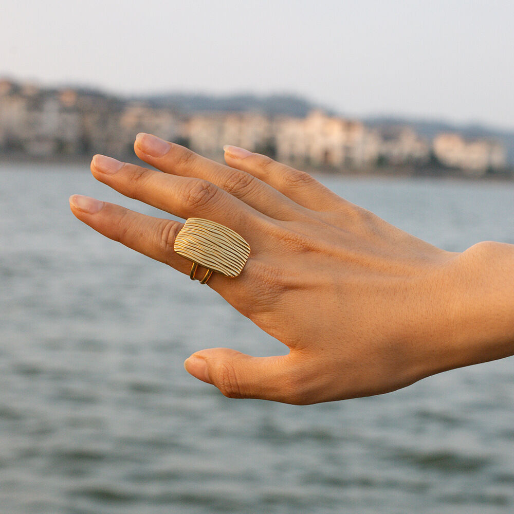 1 pair simple series  quadrilateral stainless steel  gold plated women single rings 2