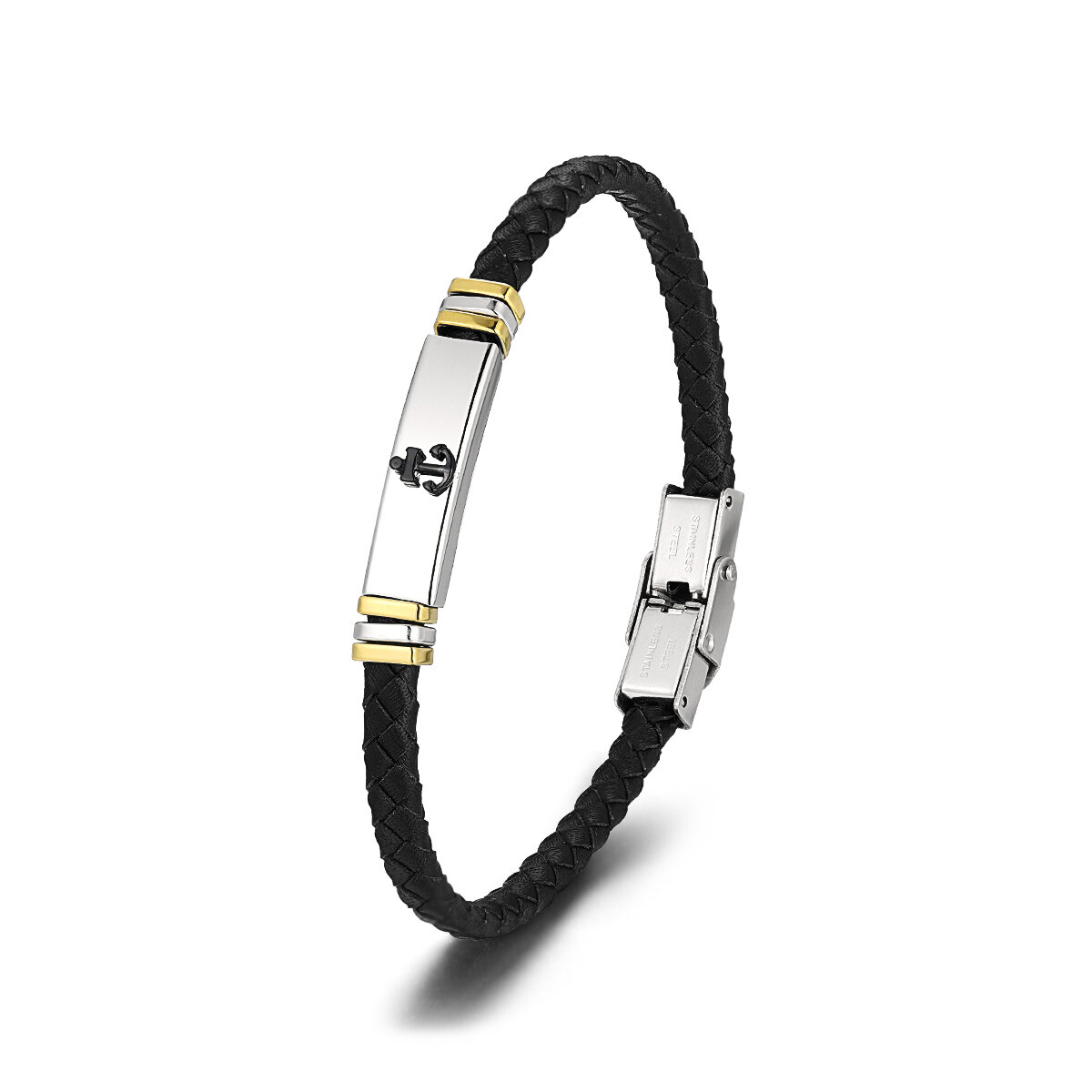 1 Paar Herrenarmbänder aus Edelstahl im Retro-Stil der Simple Series mit geometrischem Muster Bild2