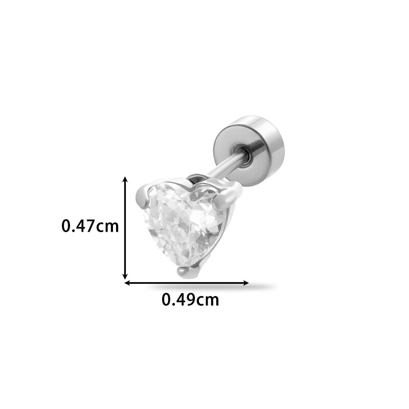 1 Piece Simple Series Classic Geometric Titanium Steel No Plating Material Zircon Women Piercing Earrings Picture4