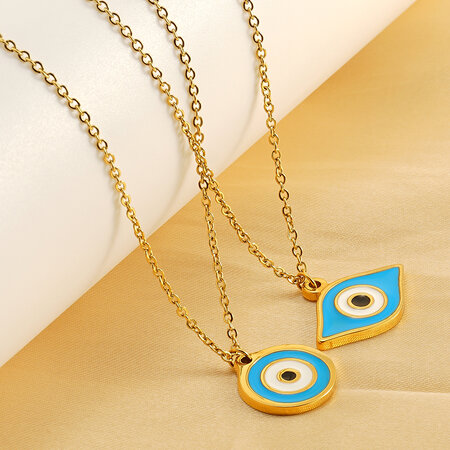 1 piece simple series classic eye titanium steel gold plated women pendant necklaces