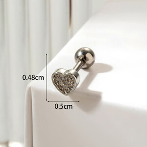 1 Piece Simple Series Classic Heart Titanium Steel No Plating Material Zircon Women Piercing Earrings h5 Picture4
