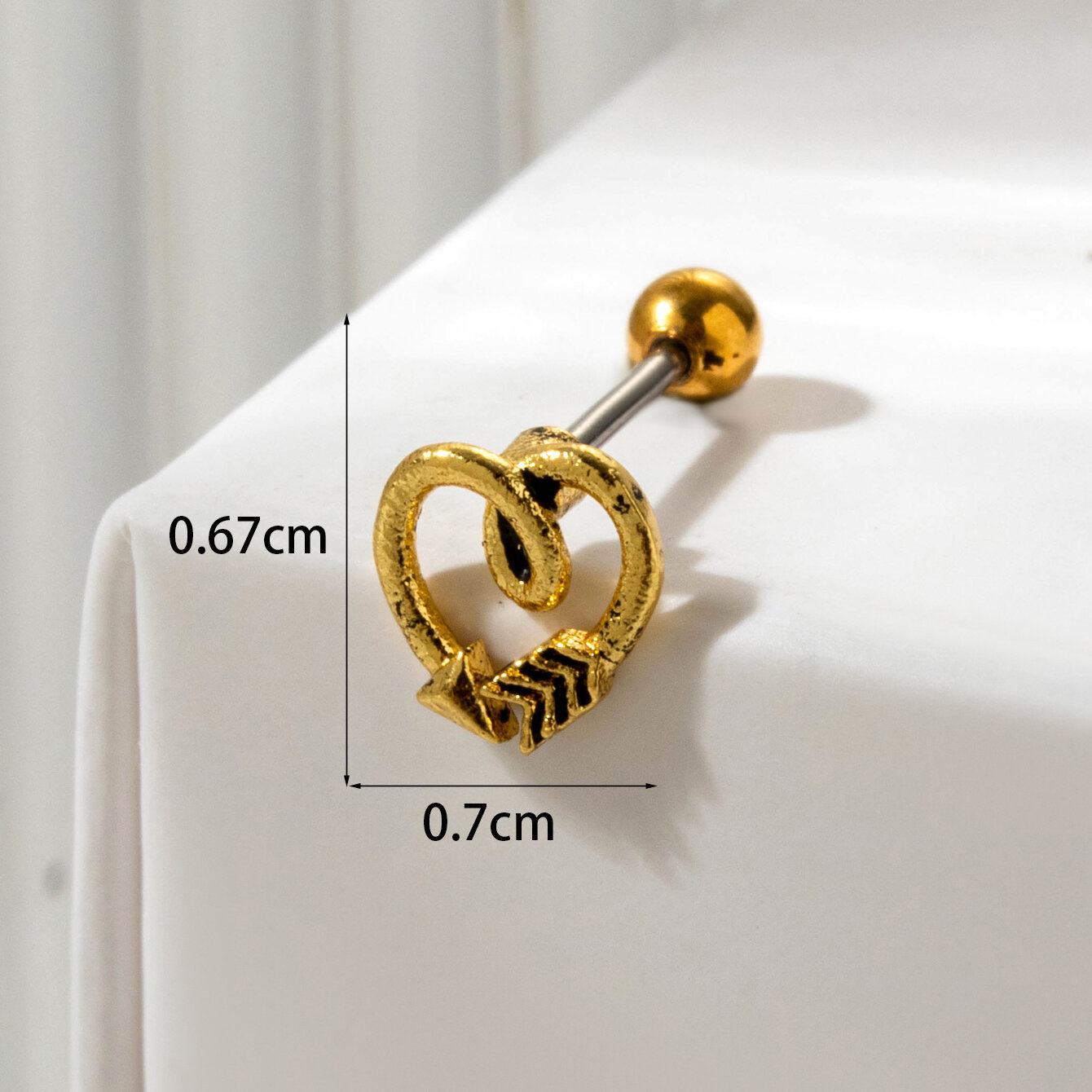 1 pezzo semplice serie classico cuore titanio acciaio senza placcatura materiale zircone orecchini da donna piercing h5 Immagine4