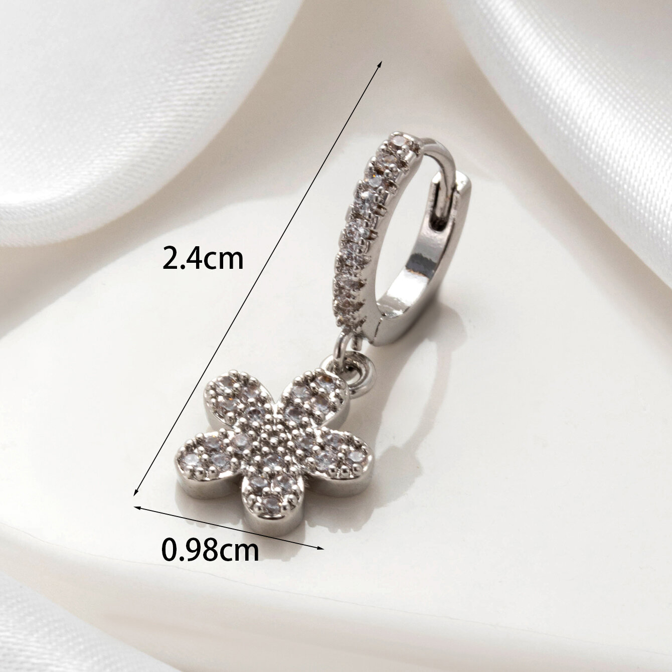 1 pezzo semplice serie classico fiore rame senza placcatura materiale zircone orecchini da donna piercing h5 Immagine6