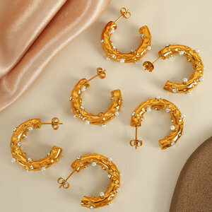 1 pair luxurious series retro geometric stainless steel gold plated rhinestone women Stud Earrings h5 Picture6