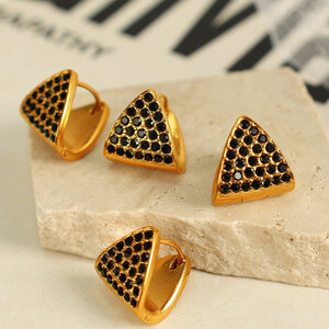 1 pair simple series simple geometric stainless steel gold plated rhinestone women Stud Earrings h5 Picture7
