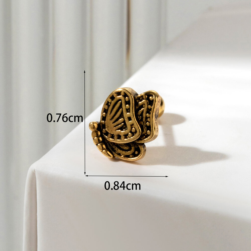 Boucles d'oreilles piercing pour femme, modèle Simple Series Classic Flower, en acier titane sans placage. Image5