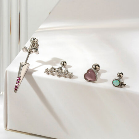 1 pezzo semplice serie classico cuore titanio acciaio senza placcatura materiale zircone orecchini da donna piercing 2