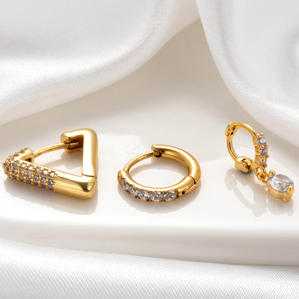 1 Piece Simple Series Classic Geometric Copper No Plating Material Zircon Women Piercing Earrings h5Picture3