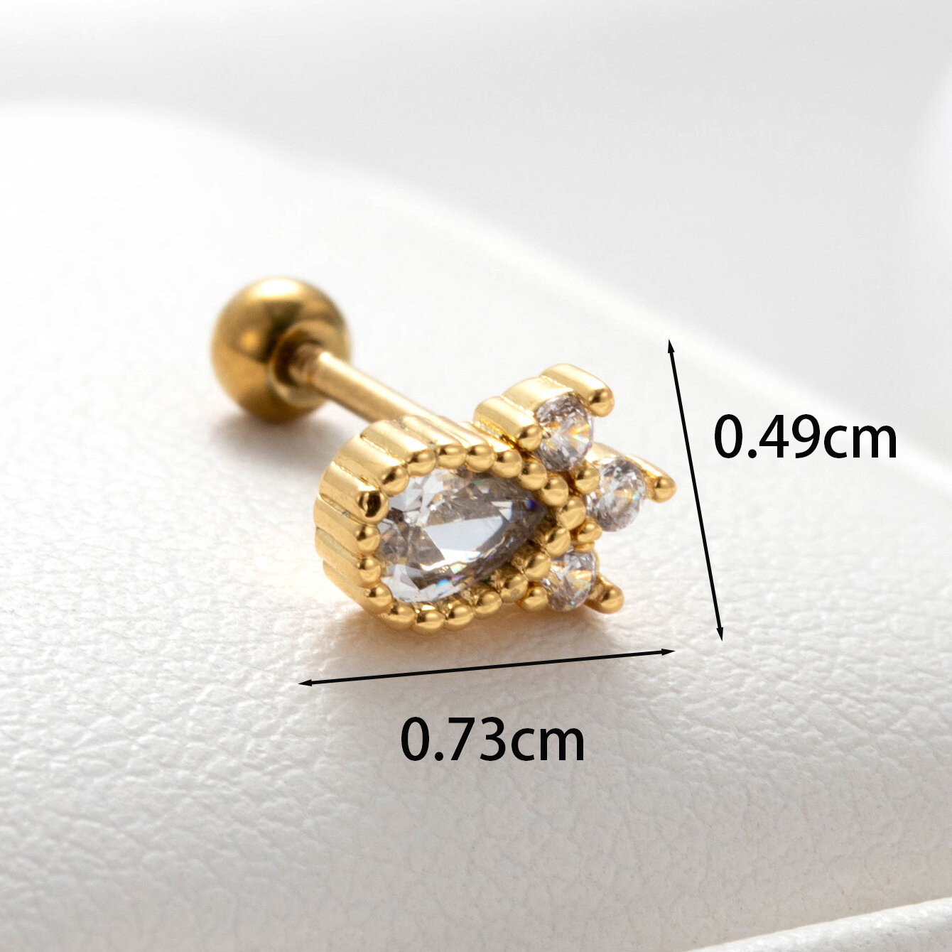 Boucles d'oreilles piercing femme Simple Series Classic Heart en cuivre sans placage, ornées de zircon. h5 Image5