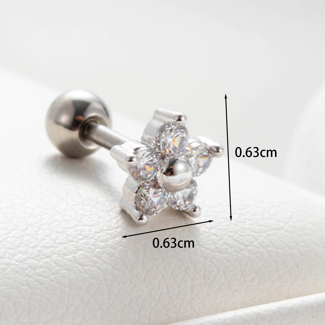 1 pezzo semplice serie semplice fiore rame senza placcatura materiale zircone orecchini da donna piercing h5 Immagine5