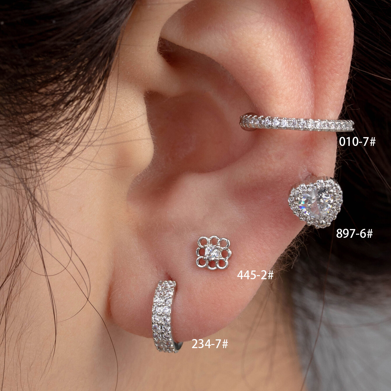 1 Piece Simple Series Simple Heart Copper No Plating Material Zircon Women Piercing Earrings