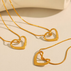 1 piece simple series simple heart stainless steel gold plated women pendant necklaces h5 Picture6