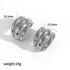 1 paire de boucles d'oreilles à tige géométriques simples en acier inoxydable plaqué or pour femme h5 Image10