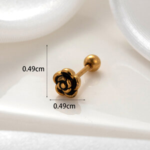 1 Piece Simple Series Simple Flower Titanium Steel No Plating Material Women Piercing Earrings h5 Picture4
