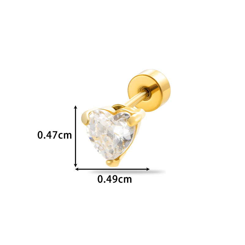 1 Piece Simple Series Classic Geometric Titanium Steel No Plating Material Zircon Women Piercing Earrings Picture2