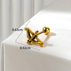 Boucles d'oreilles piercing pour femme, modèle Simple Series Classic Flower, en acier titane sans placage. h5 Image4