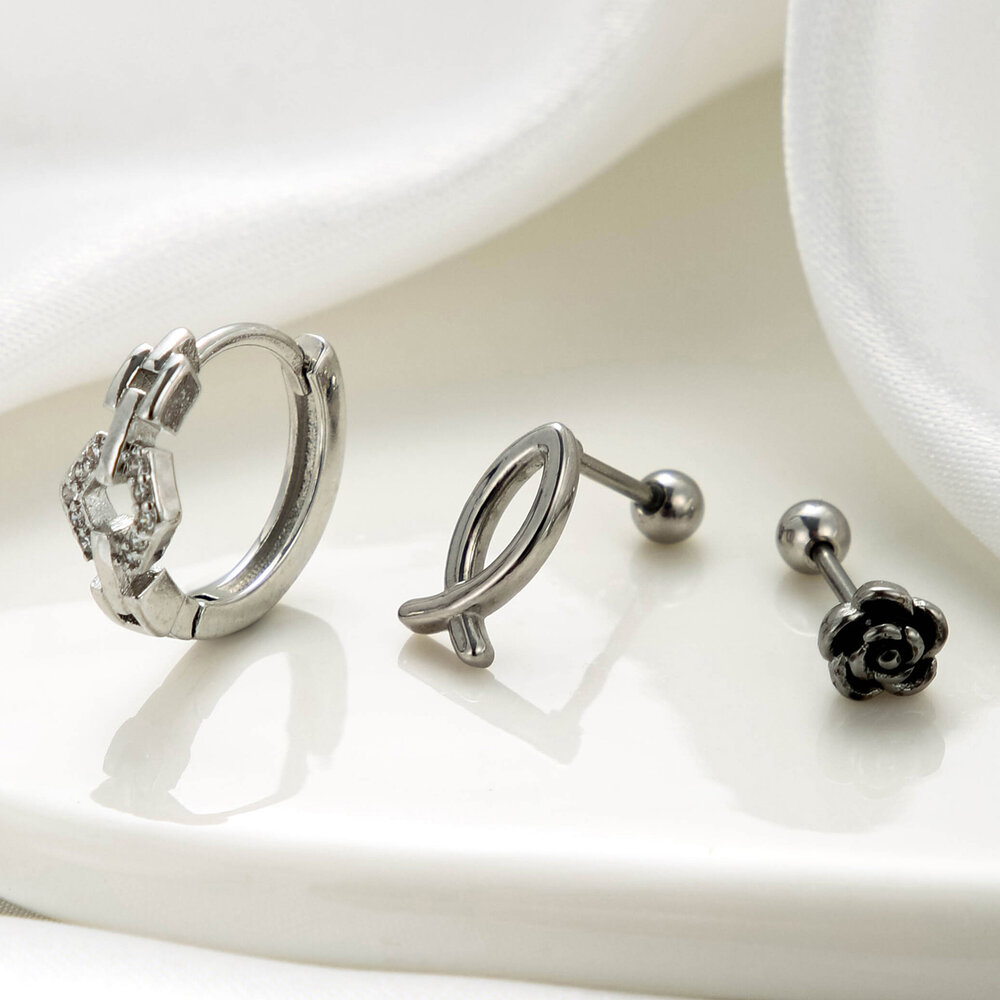 1 Piece Simple Series Classic Flower Copper No Plating Material Zircon Women Piercing Earrings Picture3