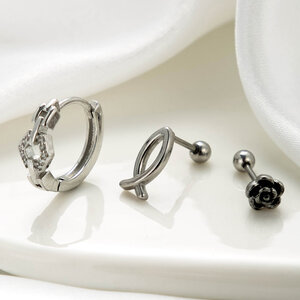 1 Piece Simple Series Classic Flower Copper No Plating Material Zircon Women Piercing Earrings h5 Picture3