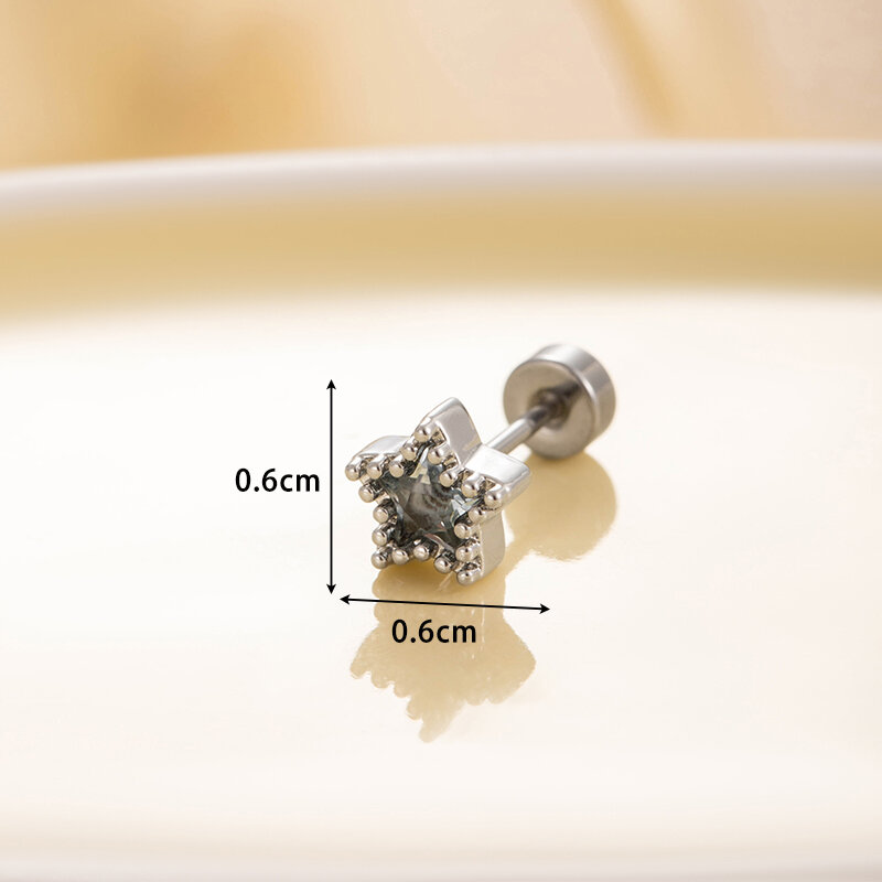 1 Piece Simple Series Classic Geometric Titanium Steel No Plating Material Zircon Women Piercing Earrings Picture6