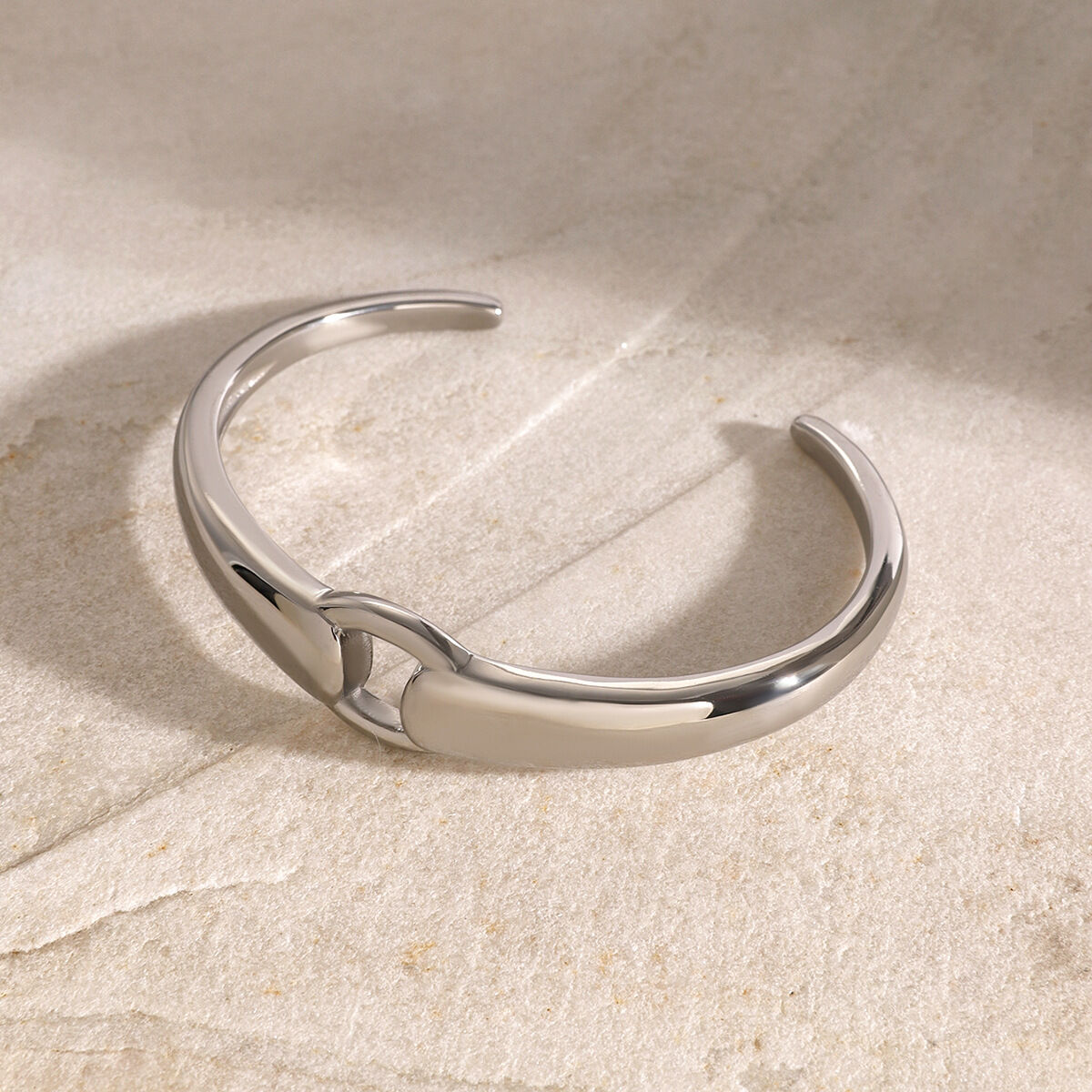 1 piece simple series daily geometric stainless steel  gold plated women bangles 2