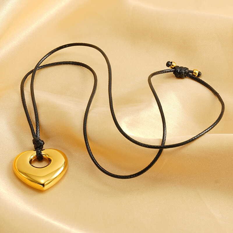 1 piece simple series classic heart stainless steel  gold plated women pendant necklaces