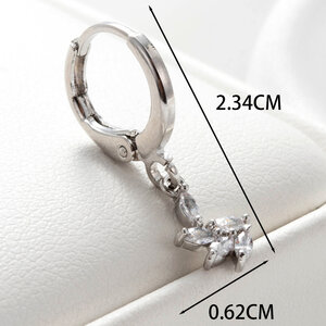 Boucles d'oreilles piercing femme Simple Series Classic Flower en cuivre sans placage, ornées de zircon. h5 Image4