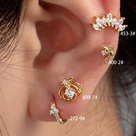 1 Piece Simple Series Classic Plant Copper No Plating Material Zircon Women Piercing Earrings