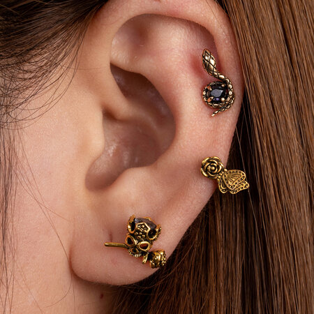 Pendientes de perforación para mujer, de acero titanio, sin chapado, con diseño de flor clásica, serie simple, de circonita
