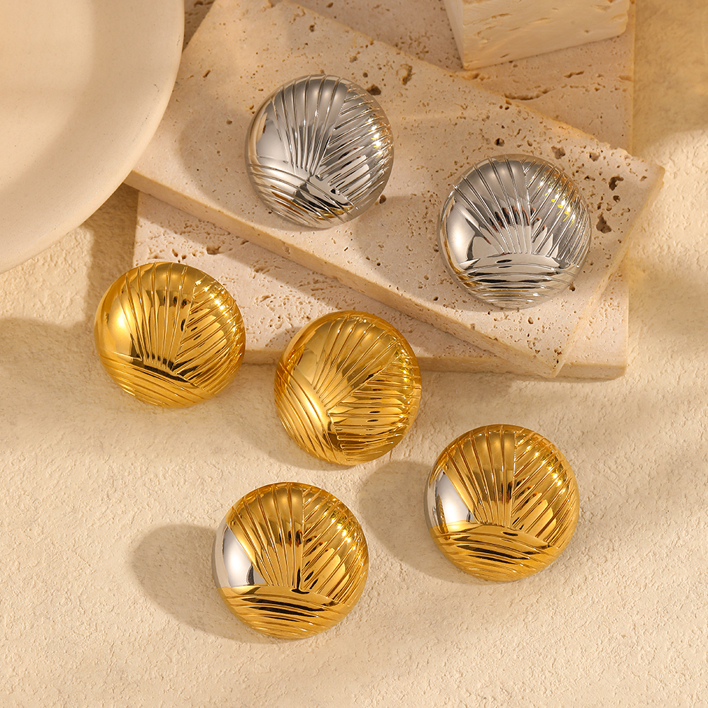 1 pair simple series casual geometric stainless steel  gold plated women stud earrings
