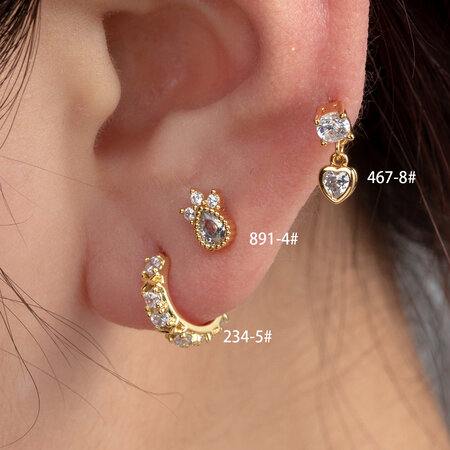 1 Piece Simple Series Classic Heart Copper No Plating Material Zircon Women Piercing Earrings