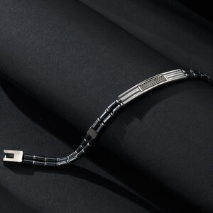 1 paio di braccialetti da uomo in acciaio inossidabile con motivo geometrico semplice della serie Simple h5 Immagine4