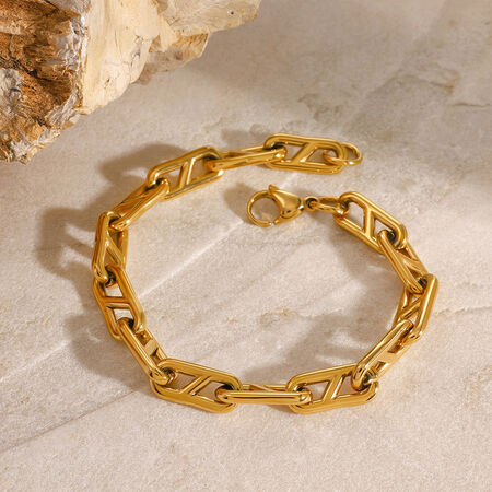 1 piece simple series classic geometric stainless steel gold plated women chain bracelets