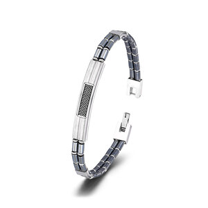 1 paio di braccialetti da uomo in acciaio inossidabile con motivo geometrico semplice della serie Simple h5 Immagine2