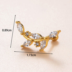 1 Piece Daily Plant Copper No Plating Material Zircon Women Piercing Earrings h5 Picture5