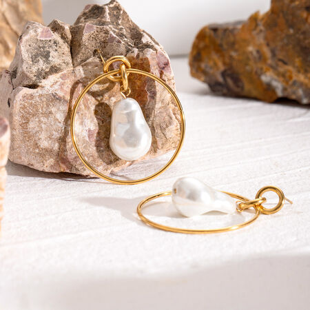 1 pair simple series elegant geometric stainless steel gold plated artificial pearl women drop earrings