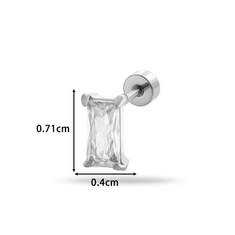 1 Piece Simple Series Classic Geometric Titanium Steel No Plating Material Zircon Women Piercing Earrings h5 Picture10