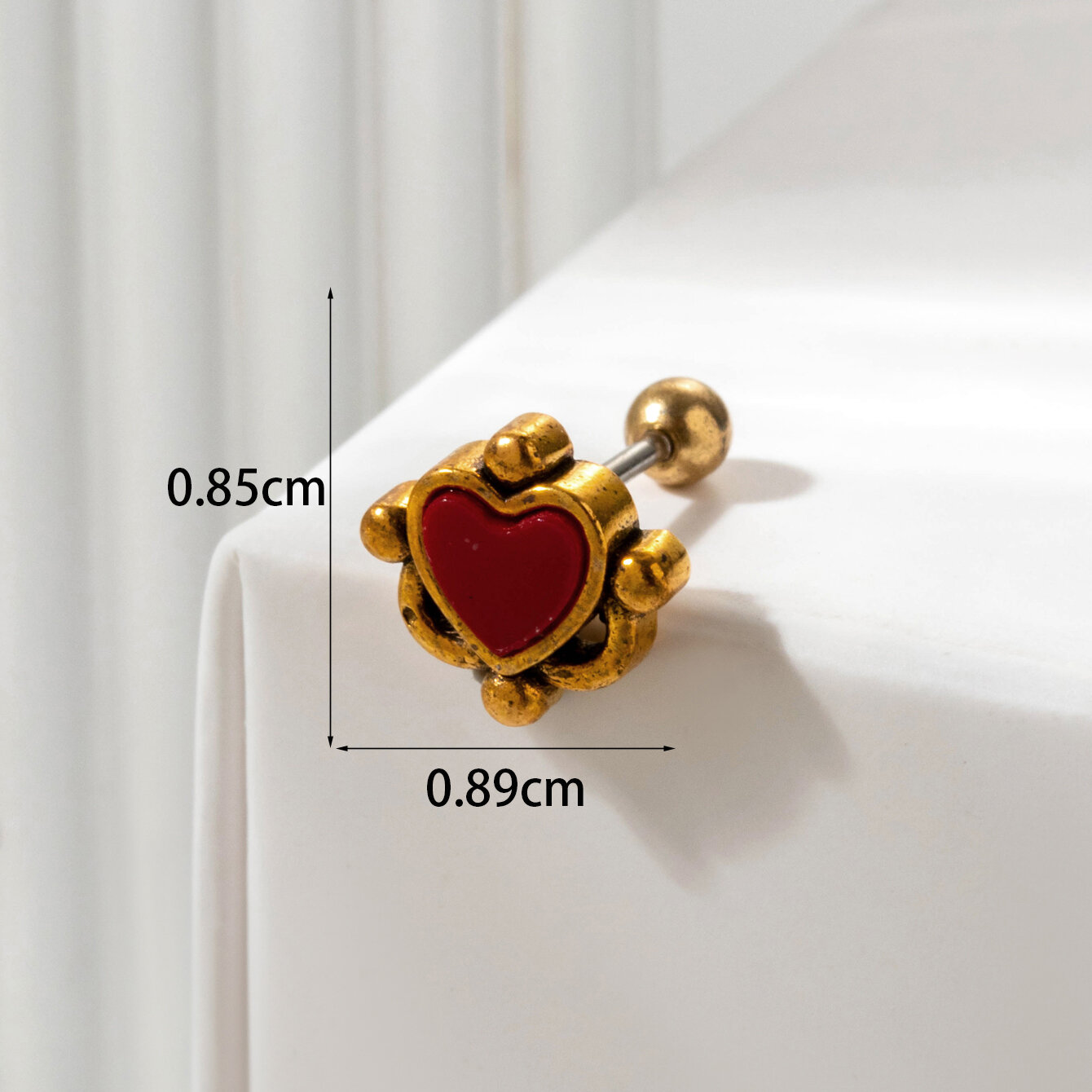 1 pezzo semplice serie classico cuore titanio acciaio senza placcatura materiale zircone orecchini da donna piercing Immagine6