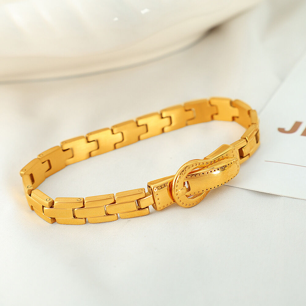 bracelet pour femme, série simple, classique, géométrique, en acier inoxydable plaqué or , 1 pièce
