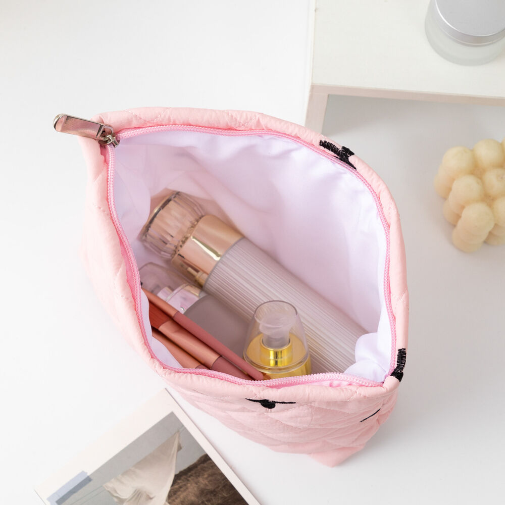 1 Piece Classic Travel Bowknot Portable Large Capacity Pouch With Random Printing Design Women's Quilted Cosmetic Bags Picture7