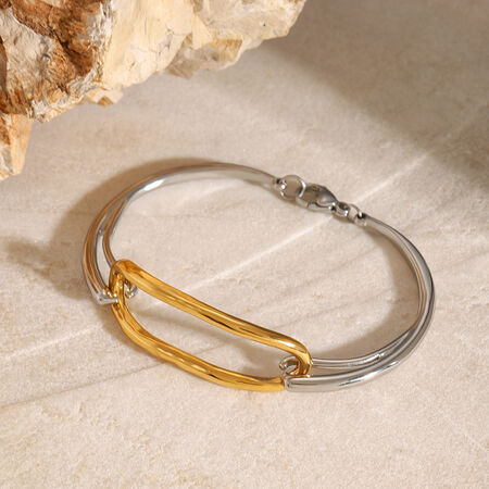 1 piece simple series annular stainless steel gold plated women bangles