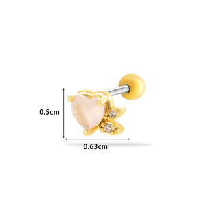 1 Stück glänzende Herz Titan Stahl Zirkon Damen Piercing Ohrringe h5 Bild2