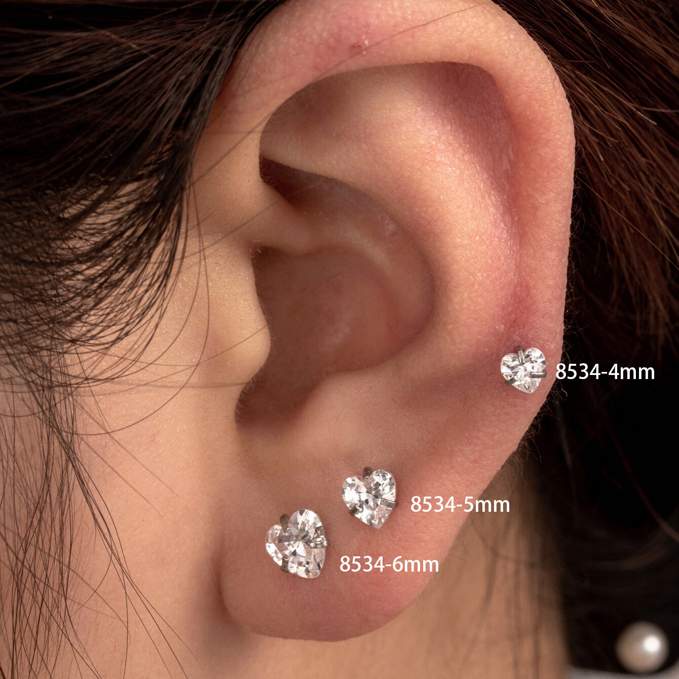 1 pezzo semplice serie semplice cuore acciaio titanio senza placcatura materiale zircone orecchini da donna piercing
