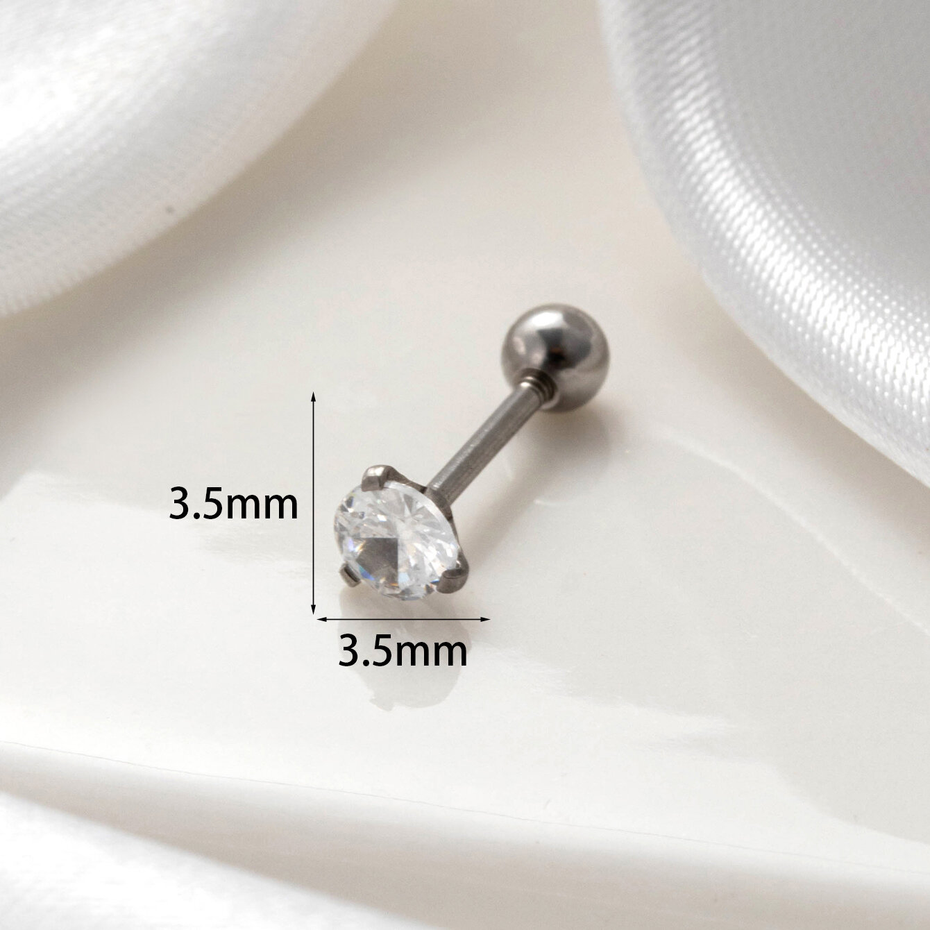 1 Stück Simple Series Klassische geometrische Ohrstecker aus Titanstahl ohne Beschichtung mit Zirkonia für Damen h5 Bild5
