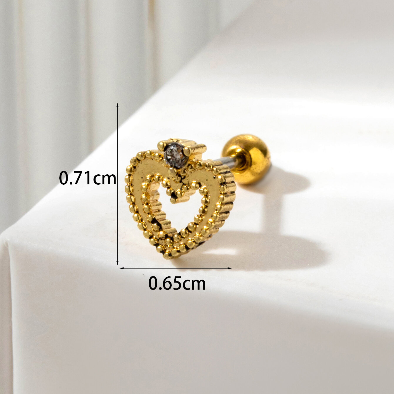 1 pezzo semplice serie classico cuore titanio acciaio senza placcatura materiale zircone orecchini da donna piercing h5 Immagine5