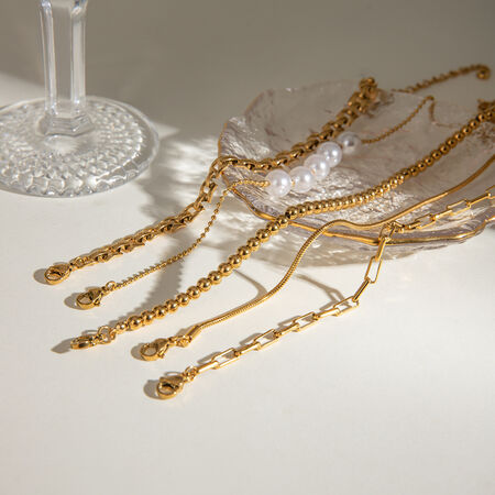1 piece luxurious series elegant geometric stainless steel gold plated women chain bracelets